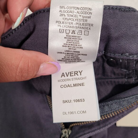 DL1961 Men's Avery Modern Straight Mid Rise Jeans Coalmine Gray Size 31x34 - Picture 8 of 10